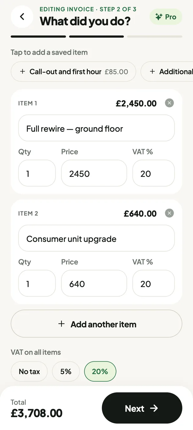 Creating a new invoice in EstimateBill